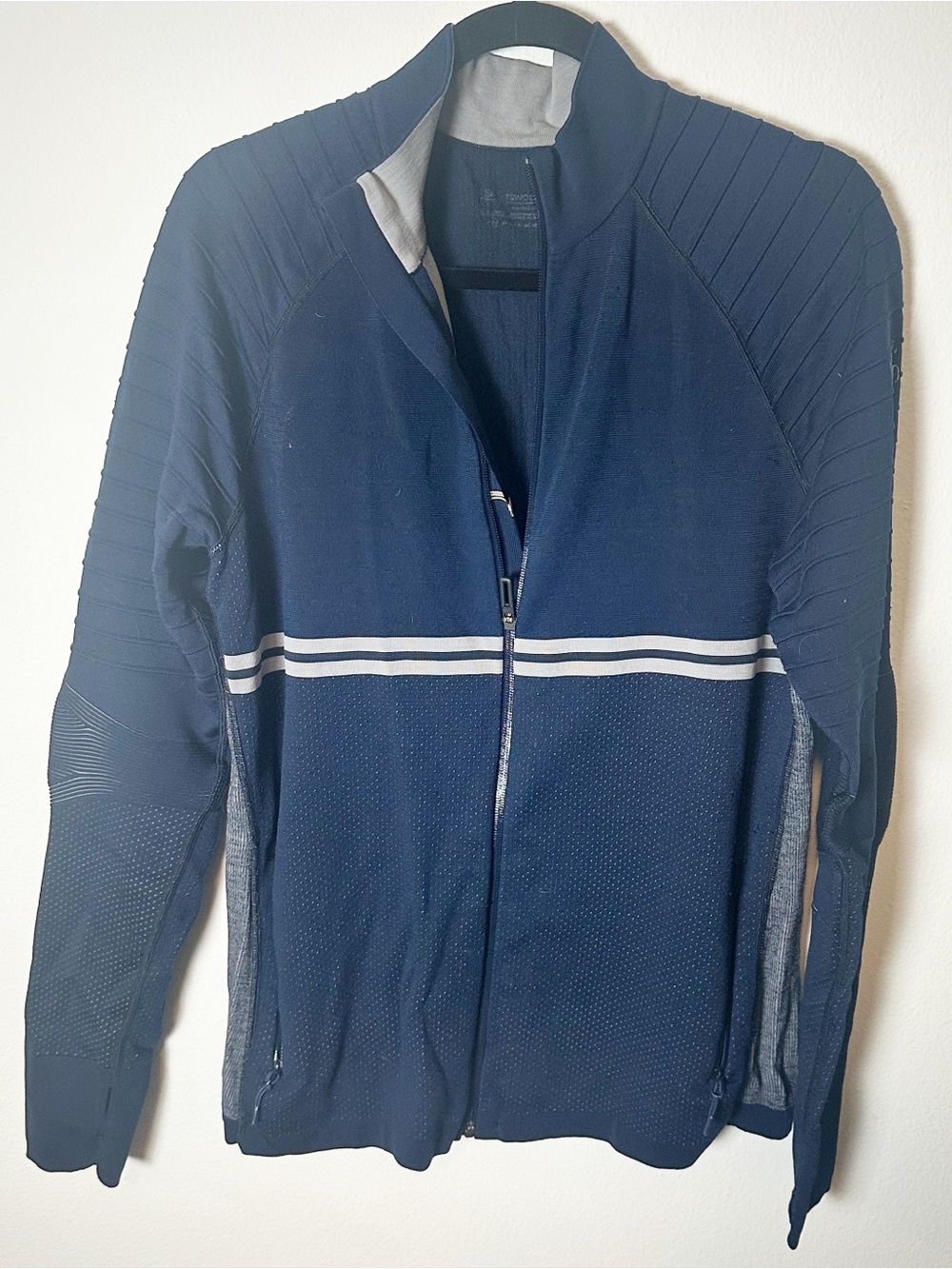 Smartwool Men's Intraknit Full Zip Jacket Merino Wool Navy Blue Grey Medium